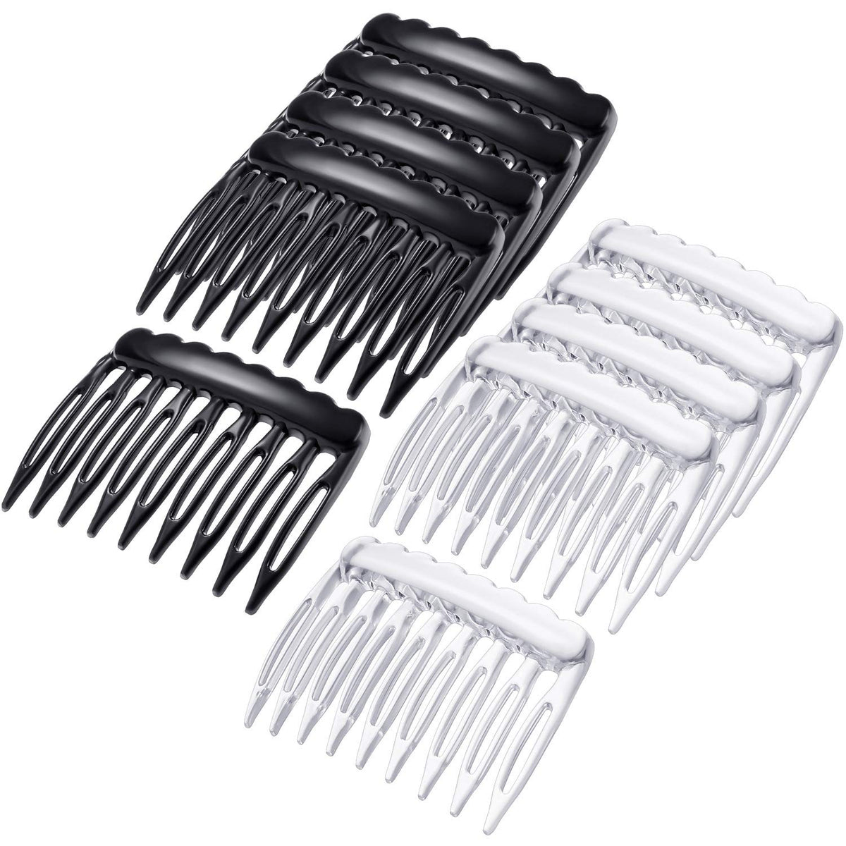 Eboot 24 Pieces Small Hair Comb Side Comb Plastic French Teeth, Black Clear