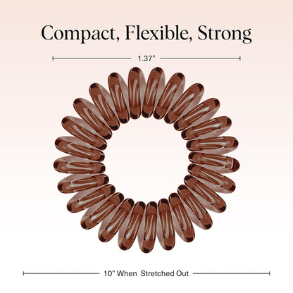 Kitsch Spiral Hair Ties for Women | Ponytail Holders - Brunette, 8 Pcs