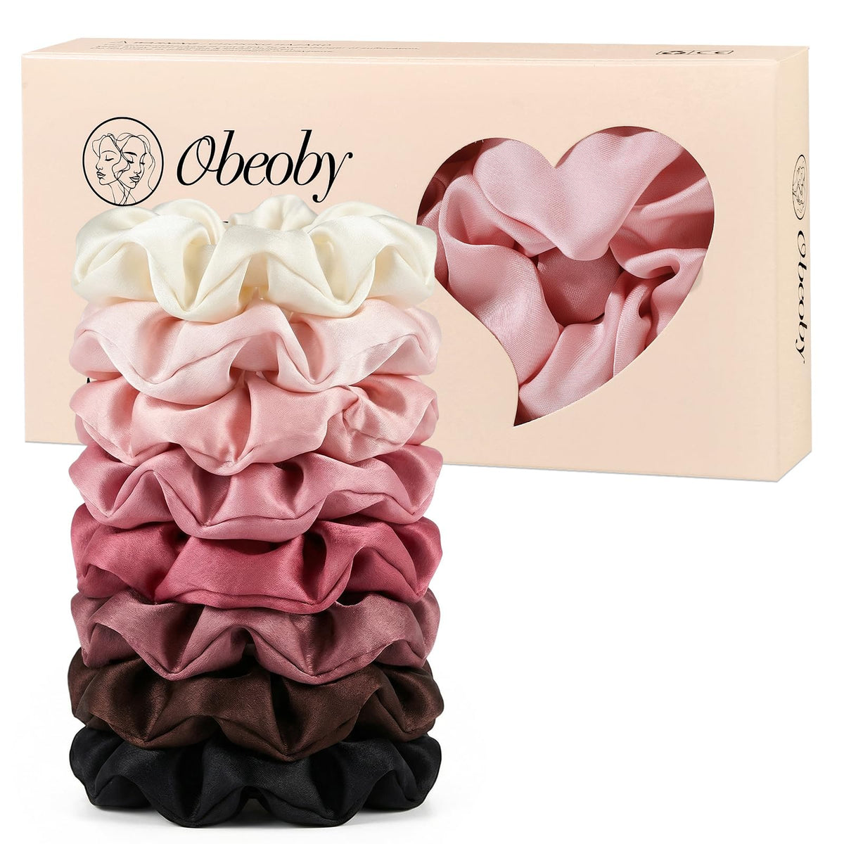 Satin Hair Scrunchies for Women, 8 Pack Satin Hair Ties for Thin Hair