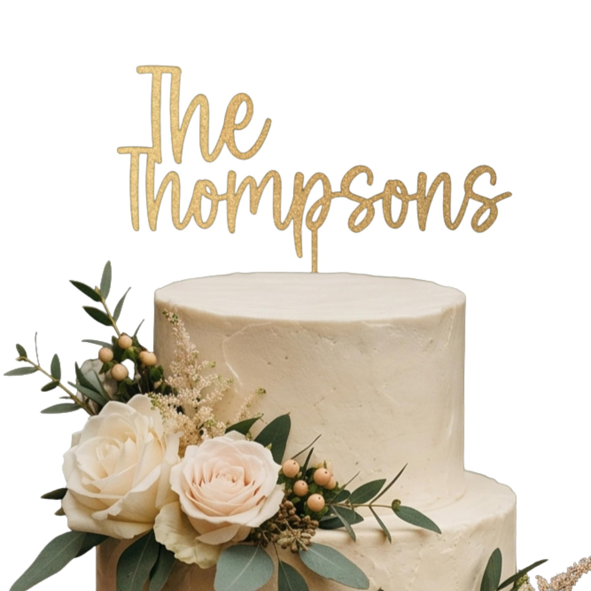 Personalized Wedding Cake Topper, Custom Lastnames"Wood Cake Decor, Available in Gold, Silver, Black, White, & Natural Wood (Design 10)