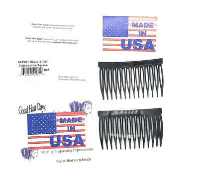 Good Hair Days USA Anti-Slip Side Combs for Daily, Secure Hold, 2⅞", 2 Pack