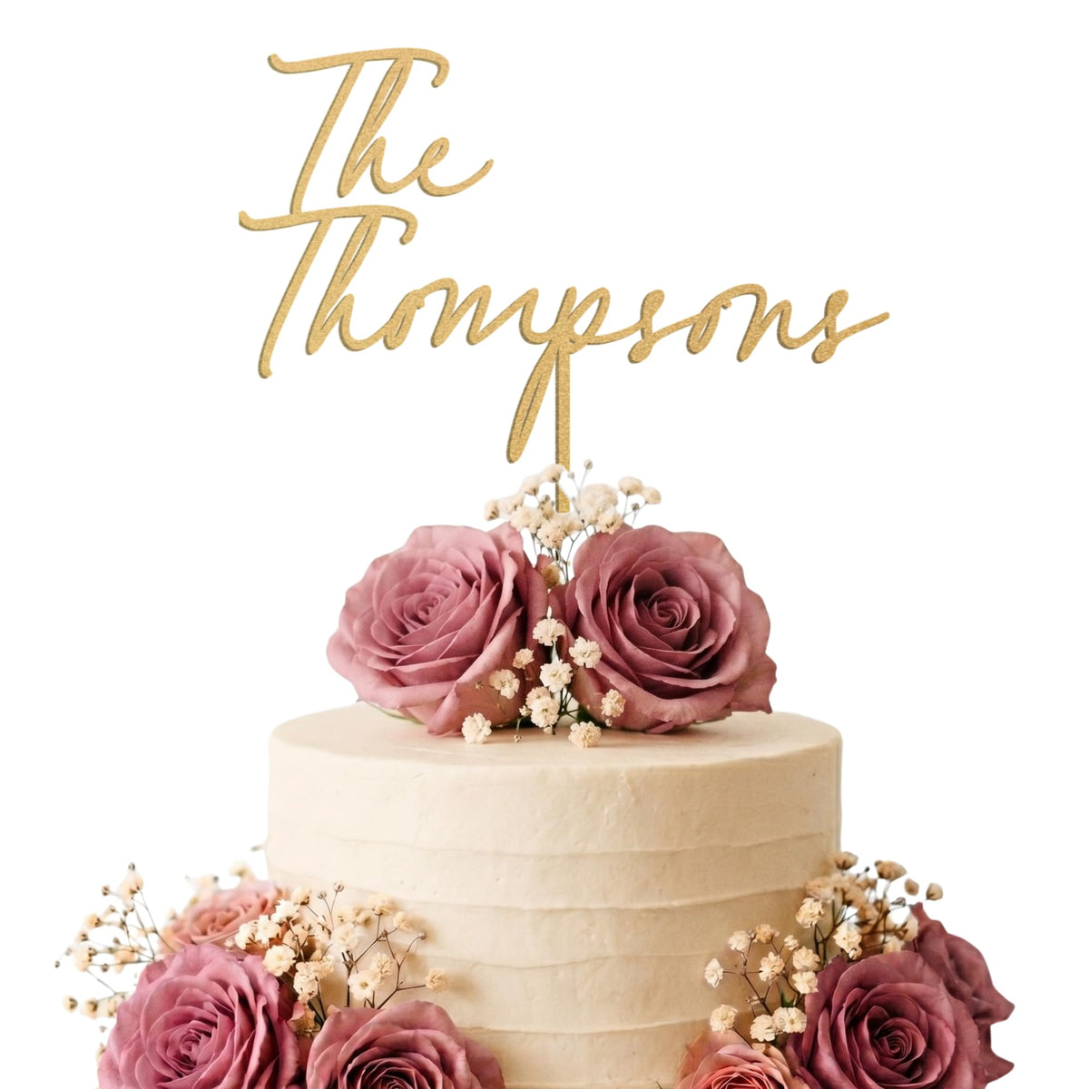 Personalized Wedding Cake Topper, Custom Lastnames"Wood Cake Decor, Available in Gold, Silver, Black, White, & Natural Wood (Design 10)