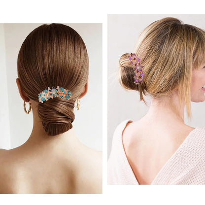 KuuGuu 4 PCS Rhinestone Inlaid Flower Hair Comb for Women Girls Floral Hair Side Combs Sparkle Crystals Hair Pin Bridal Wedding Hair Accessories for Christmas, Parties, Prom, Dance