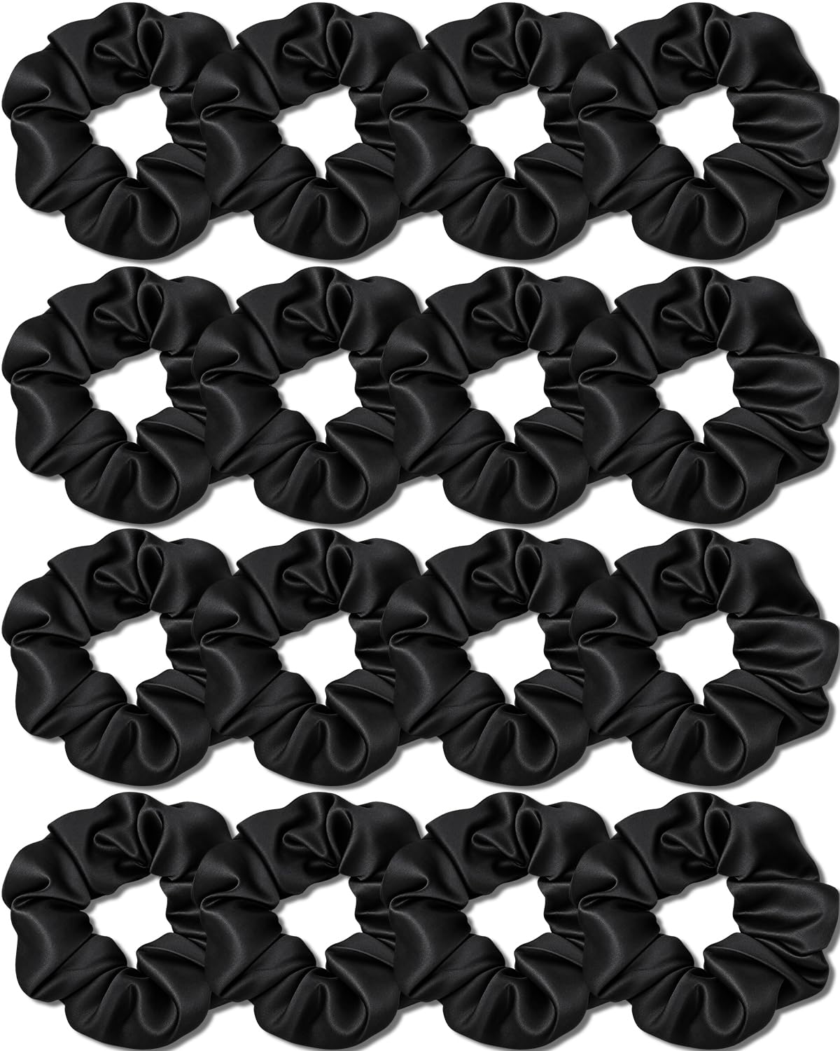 IVARYSS Satin Scrunchies for Women, Soft Than Silk for Hair, Fashion Ties and Bands for Thin | Thick Hair Styling, 16 Pack (Neutral Color)
