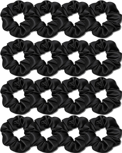 IVARYSS Satin Scrunchies for Women, Soft Than Silk for Hair, Fashion Ties and Bands for Thin | Thick Hair Styling, 16 Pack (Neutral Color)