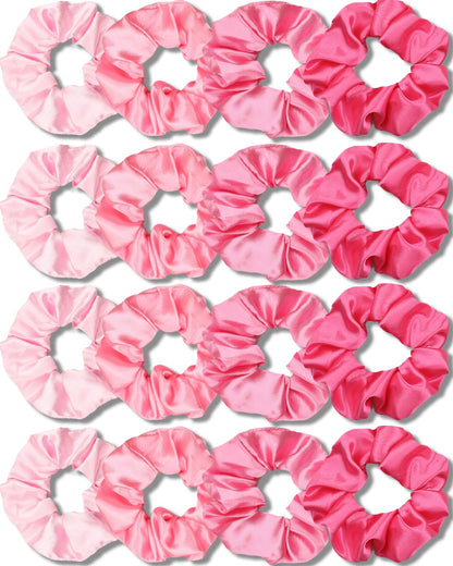 IVARYSS Satin Scrunchies for Women, Soft Than Silk for Hair, Fashion Ties and Bands for Thin | Thick Hair Styling, 16 Pack (Neutral Color)