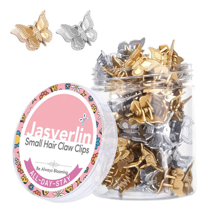 JASVERLIN Glitter Butterfly Hair Claw Clips, Y2K Hair Accessories 50 Pcs