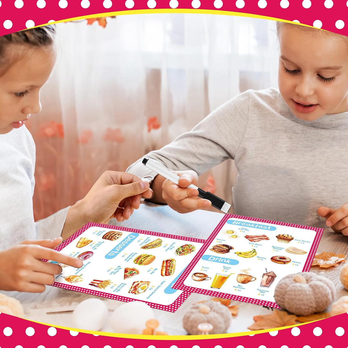 6 Pcs Play Restaurant Menus for Kids Pretend Restaurant Order Pad Food Menu