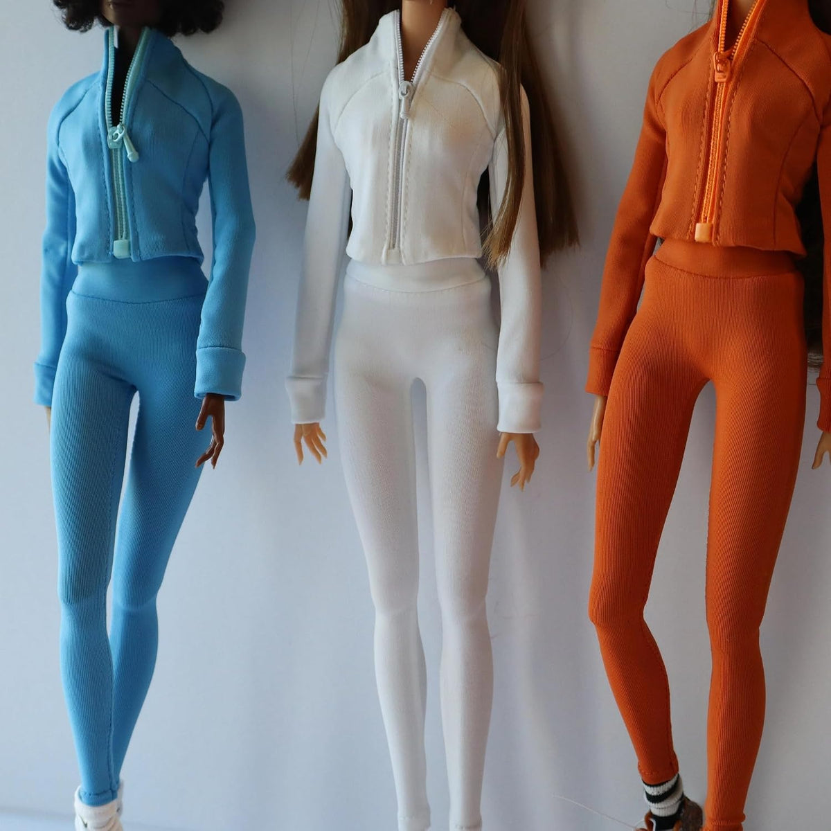 Fashion Doll Blue Yoga Athletic 3-Piece Set with Jacket and Leggings, Includes Sneakers, 1/6 Scale Doll Clothes