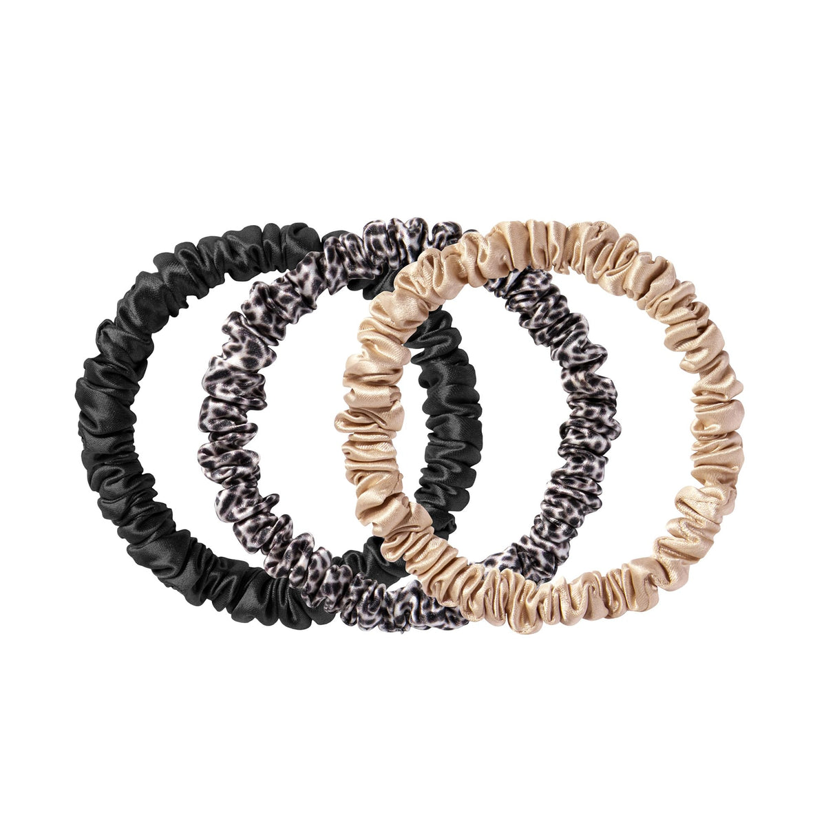 SLIP Silk Hair Ties, Basics Skinny Scrunchies, Set of 3 | Anti-Damage