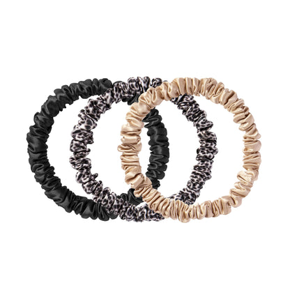 SLIP Silk Hair Ties, Basics Skinny Scrunchies, Set of 3 | Anti-Damage