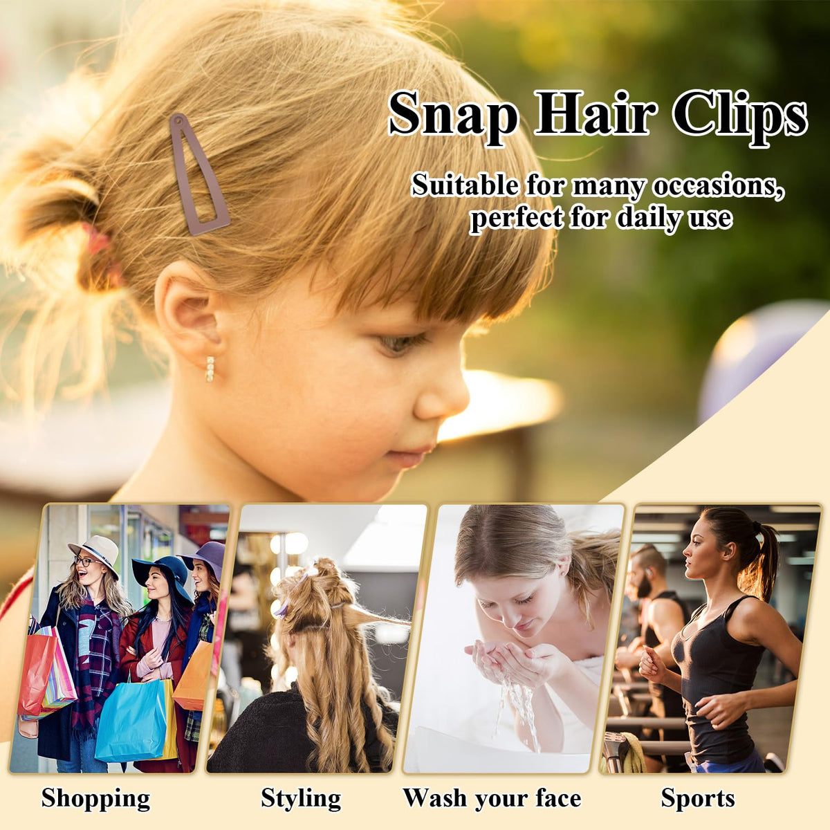 Sightor 10 Pcs Double Grip Hair Clips, Metal Snap Hair Clips Hair Barrettes