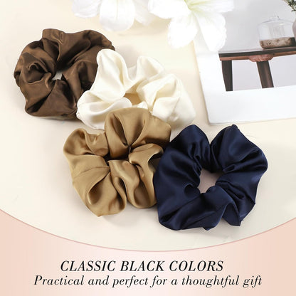 Satin Hair Scrunchies for Women, 8 Pack Satin Hair Ties for Thin Hair