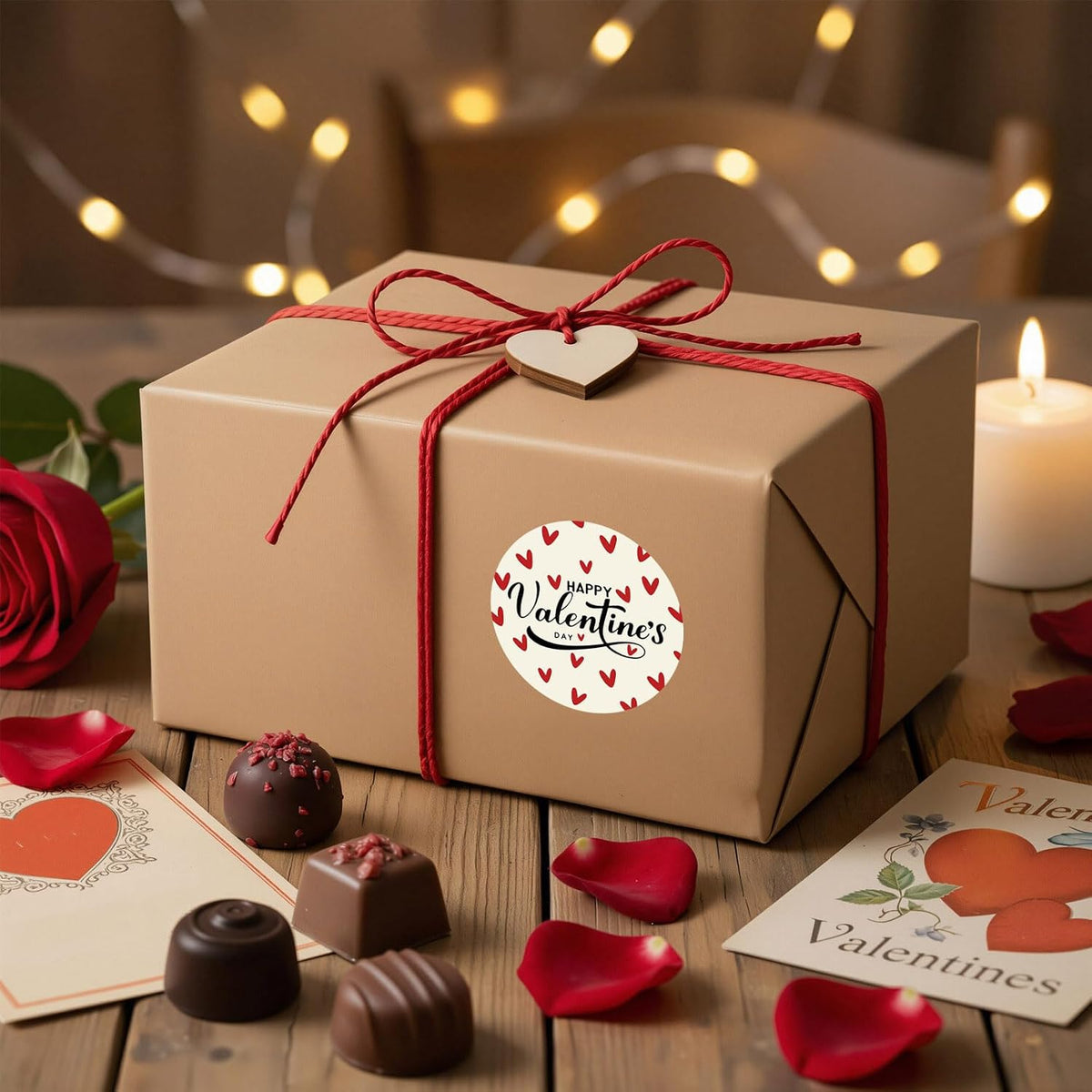 Valentine’s Day Stickers 120Pcs, 2 Inch Round Heart Labels for Kids Classroom Exchange, Happy Valentine’s Day Self-Adhesive Stickers for Treat Bags, Cards, Gifts & Party Favors