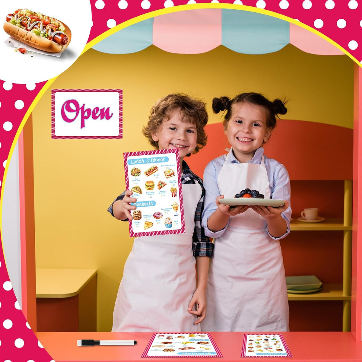 6 Pcs Play Restaurant Menus for Kids Pretend Restaurant Order Pad Food Menu