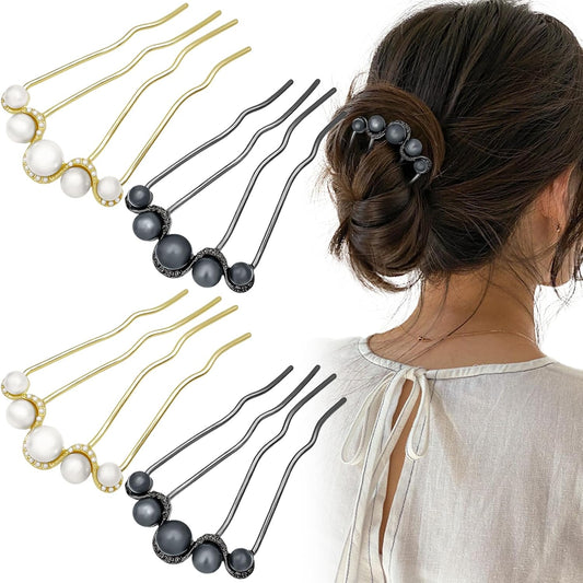 Decorative Side Hair Combs for Women, Pearl French Twist Hair Pins