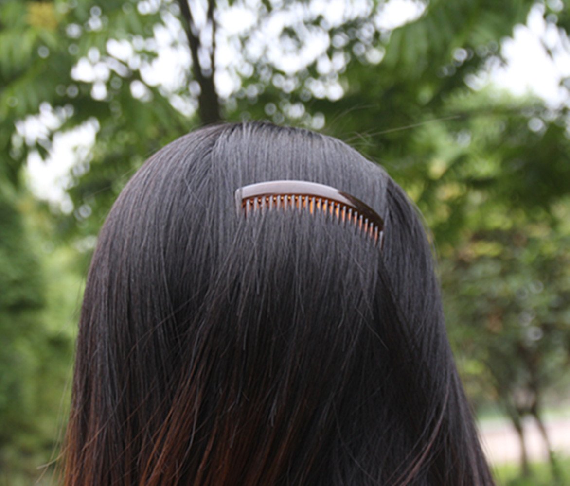 Yeshan 3.2" Plastic Hair Side Comb With Teeth Comb HairPin Clip for women,Brown (12pcs)
