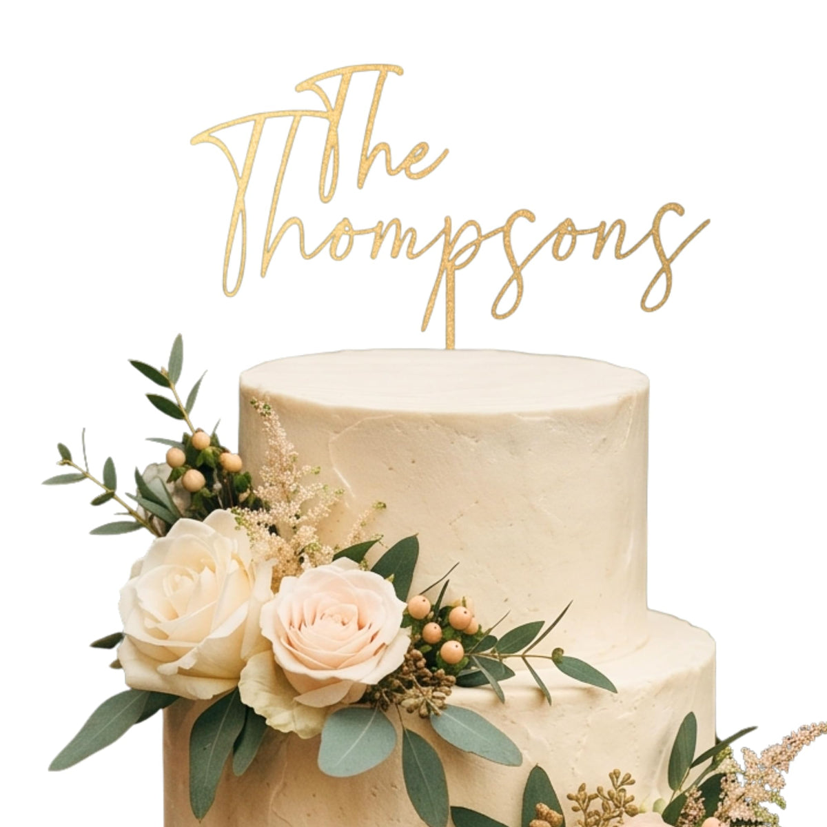 Personalized Wedding Cake Topper, Custom Lastnames"Wood Cake Decor, Available in Gold, Silver, Black, White, & Natural Wood (Design 10)