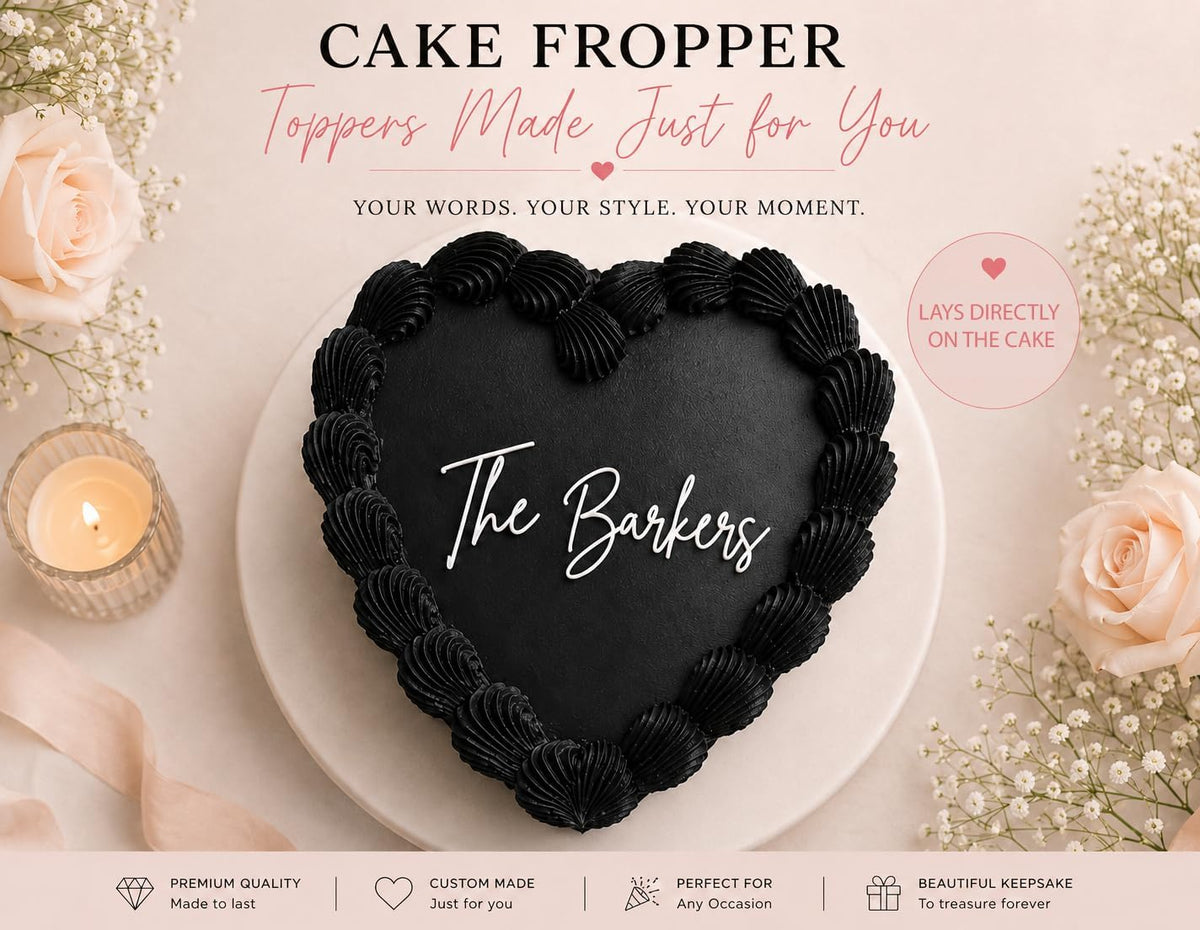 Custom Wedding Cake Topper 6 x 8 Inches (3.5 mm Thick) – Available in Gold, Black, Rose Gold, and Silver – Elegant Personalized Cake Decoration for Weddings, Engagements, and Special Events