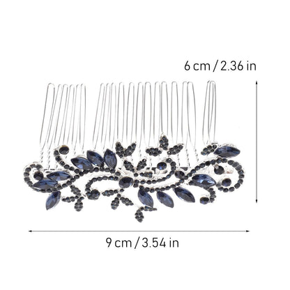 Lurrose Wedding Hair Comb Blue Rhinestone Hair Comb Hairpin Bride Vintage Flower Crystal Overtone Bridal Accessories for Bridal Bridesmaid