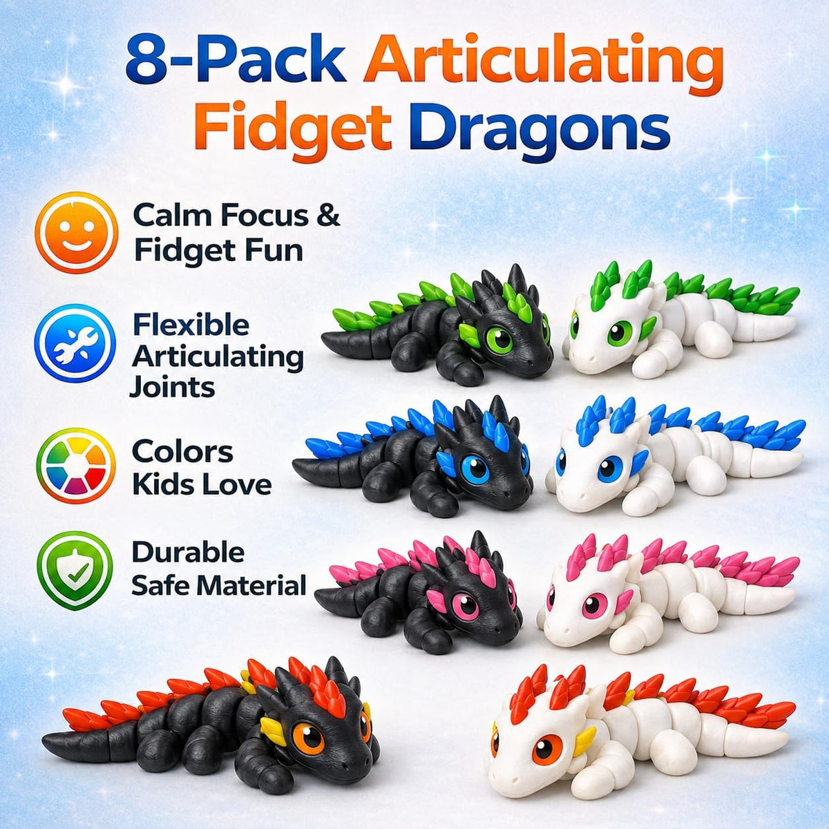 3D Printed Dragon Eggs – Mini Articulated Baby Dragon Toys Mystery 3D Dinosaur Eggs Set for Kids & Adults Fantasy Desk Decor & Collectible Gifts (Blue Egg)