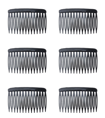 6 Pcs 14 Teeth Hair Side Comb Twist French Vintage 7x5 cm (Dark Brown)