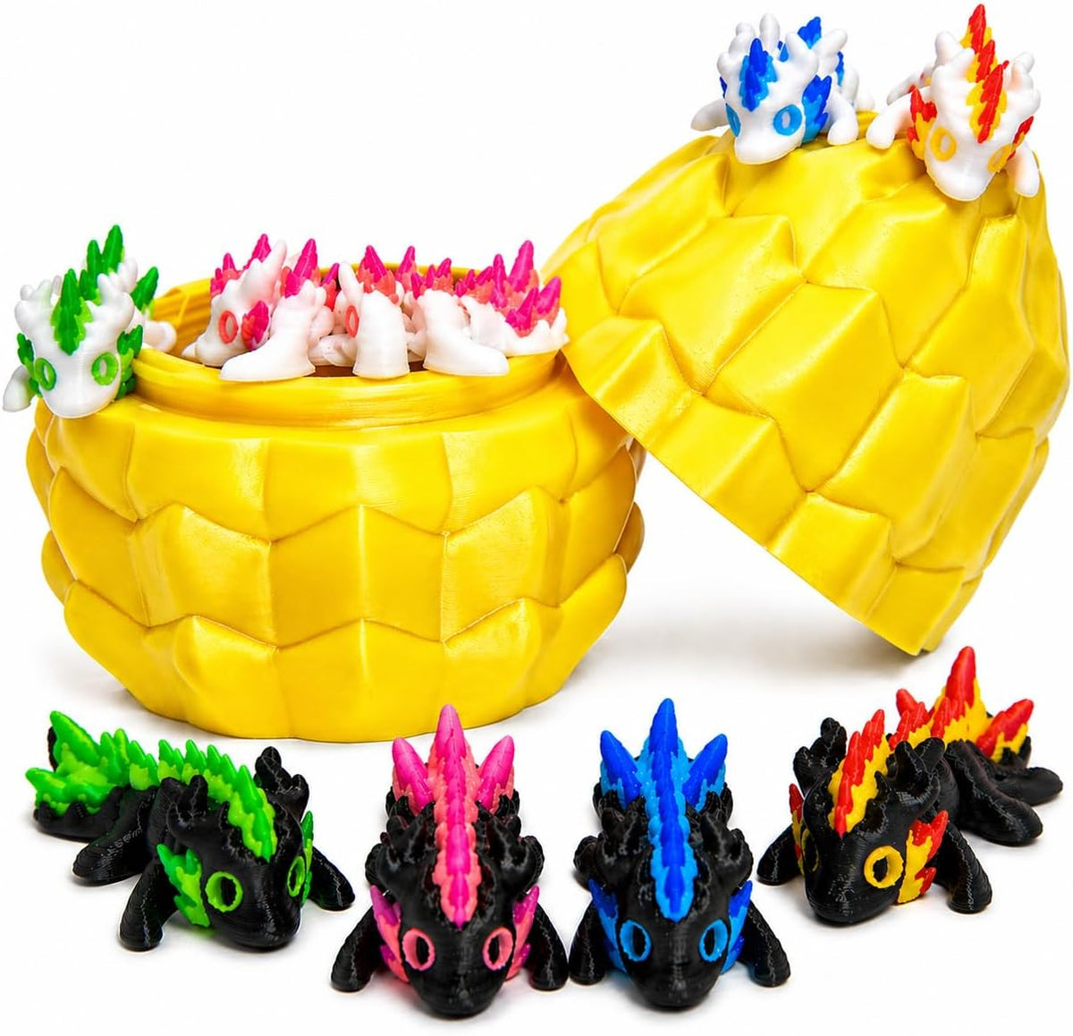 3D Printed Dragon Eggs – Mini Articulated Baby Dragon Toys Mystery 3D Dinosaur Eggs Set for Kids & Adults Fantasy Desk Decor & Collectible Gifts (Blue Egg)