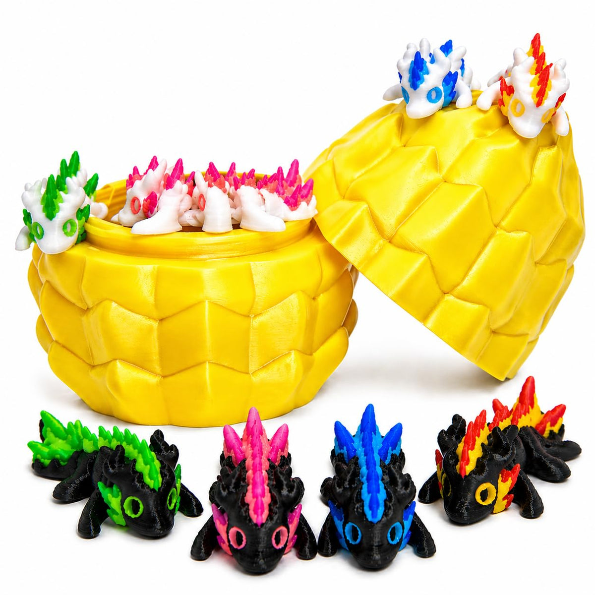 3D Printed Dragon Eggs – Mini Articulated Baby Dragon Toys Mystery 3D Dinosaur Eggs Set for Kids & Adults Fantasy Desk Decor & Collectible Gifts (Blue Egg)