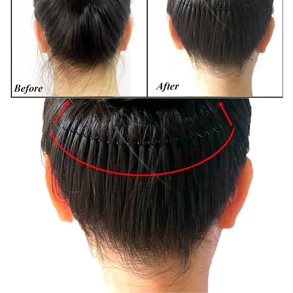 U Shape Hair Finishing Fixer Comb, 6 Pieces Bobby Bangs Holder Styling Tool Stretchable Hair Pin U Shape Wavy Comb Clips Spring Headband Circle Styling Black Pins Bun Hairpins for Women Girl