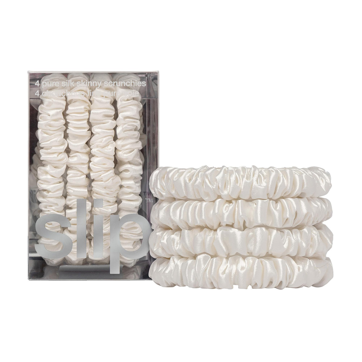 Slip Silk Hair Ties, Blonde Skinny Scrunchies, Set of 4 | Anti-Damage