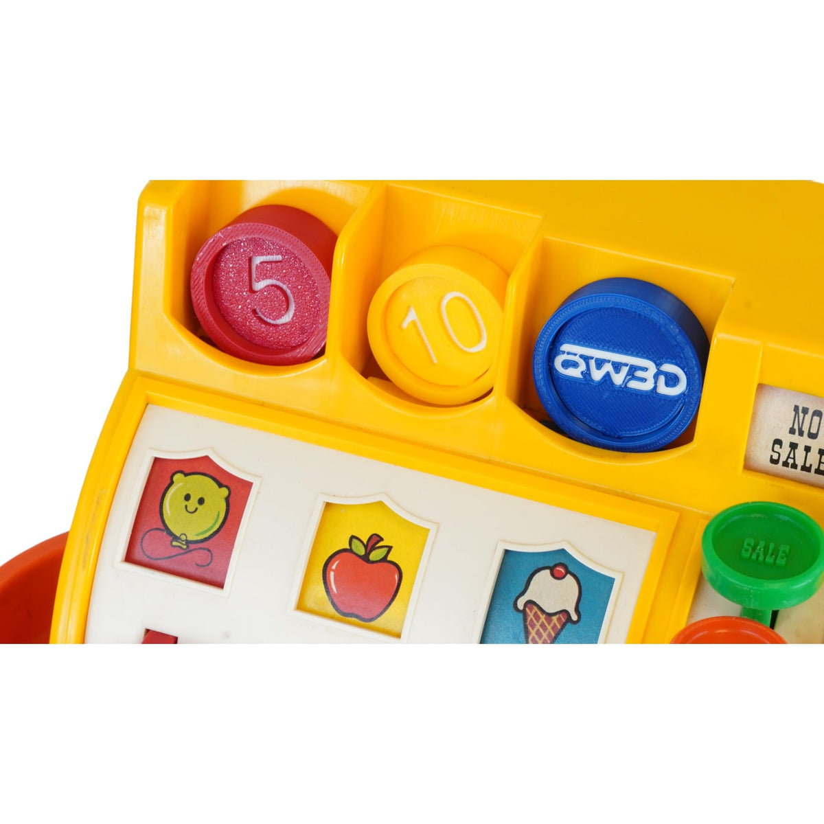 Cash Register Replacement Coins – Made with Eco Friendly Plastic, in The USA – Compatible with Fisher Price Register (Vintage Sets : Red#5|Yellow#10|Blue#25)