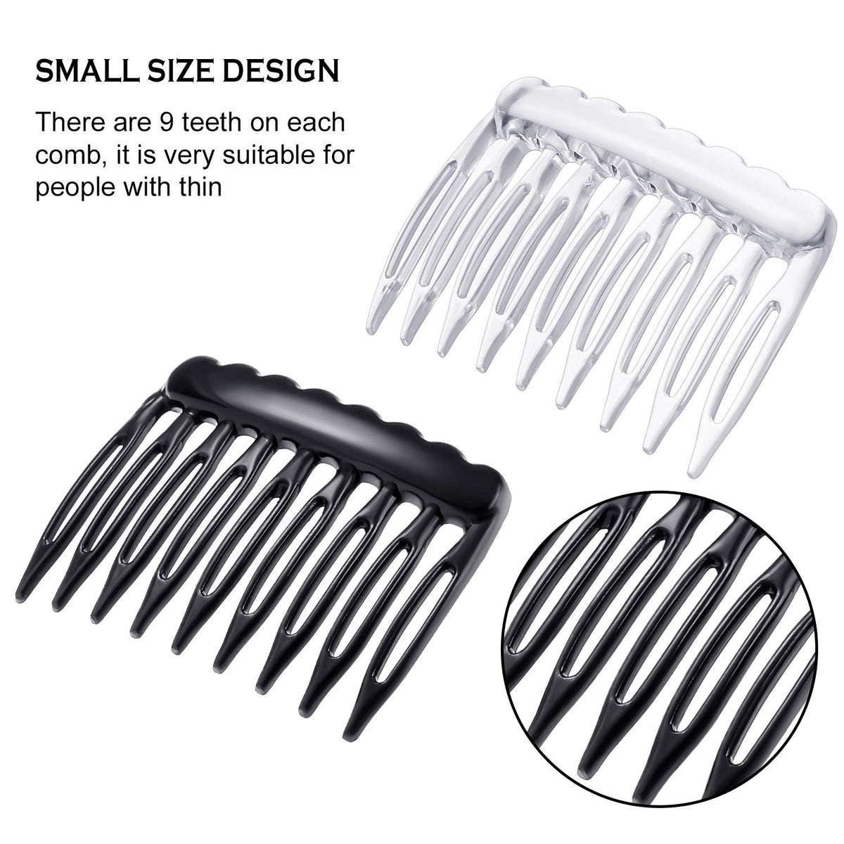 Eboot 24 Pieces Small Hair Comb Side Comb Plastic French Teeth, Black Clear