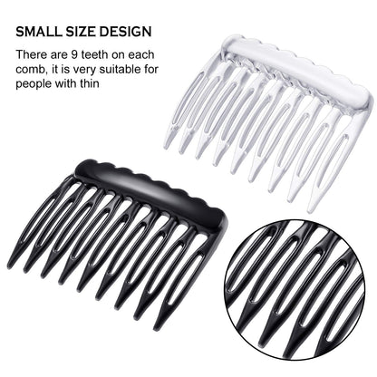 Eboot 24 Pieces Small Hair Comb Side Comb Plastic French Teeth, Black Clear