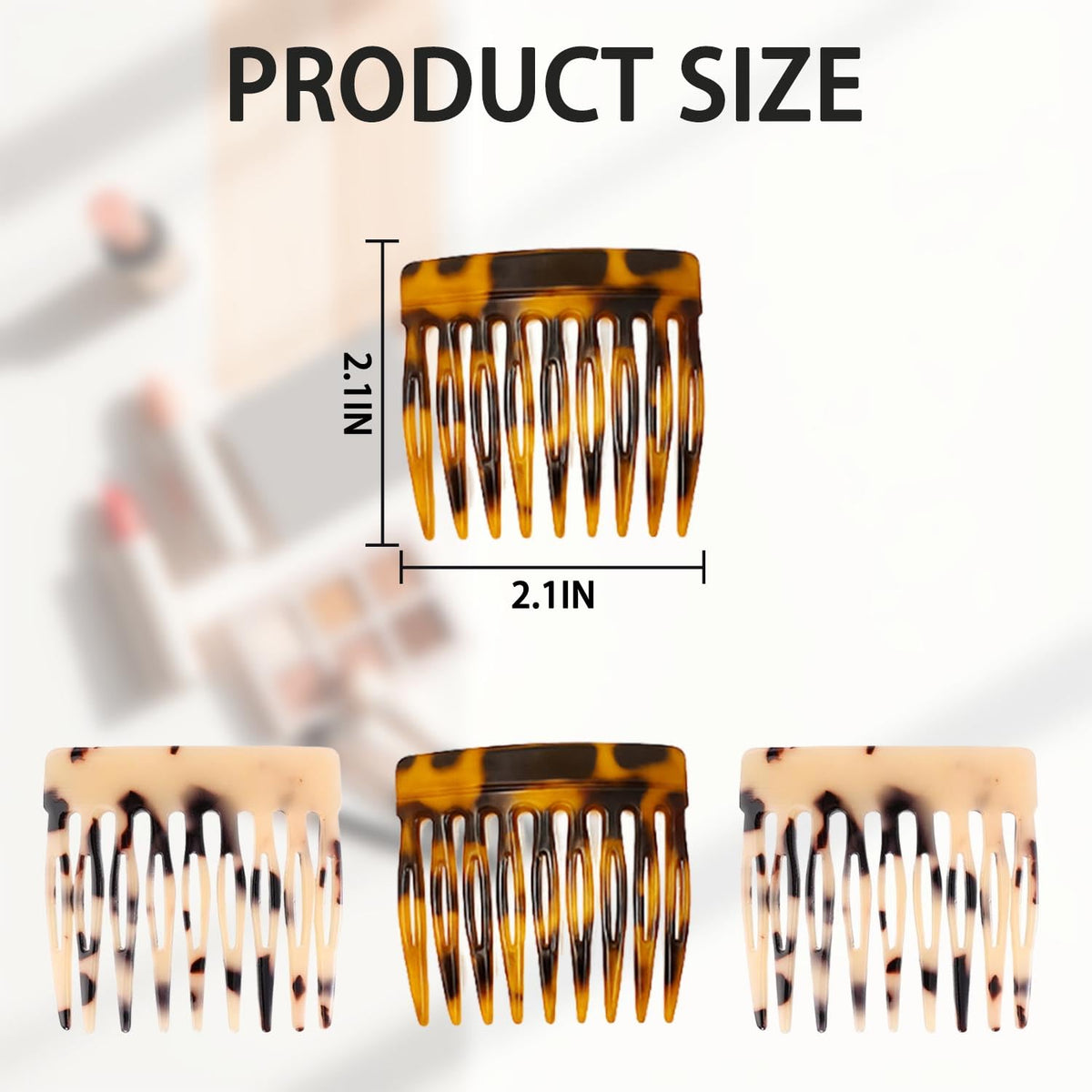 French Hair Side Comb - Small French Twist Hair Combs Decorative, Strong Hold Hair Clips for Women Girls Bun, 4 Pcs (Tortoise Shell, Leopard)
