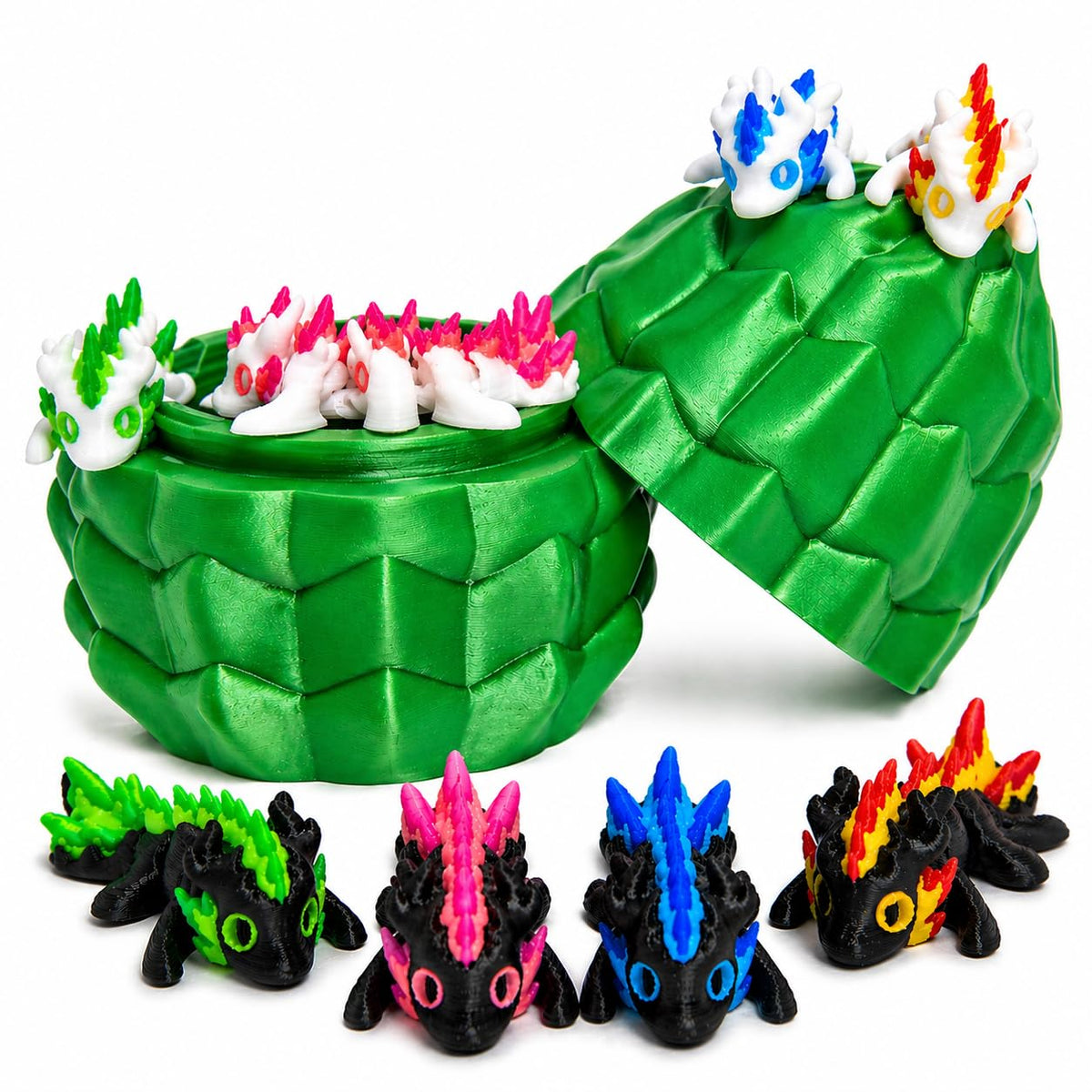 3D Printed Dragon Eggs – Mini Articulated Baby Dragon Toys Mystery 3D Dinosaur Eggs Set for Kids & Adults Fantasy Desk Decor & Collectible Gifts (Blue Egg)