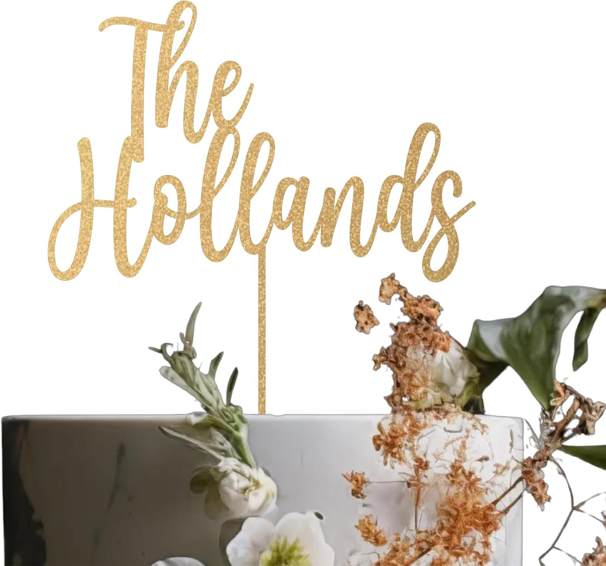 Personalized Wedding Cake Topper, Custom Lastnames"Wood Cake Decor, Available in Gold, Silver, Black, White, & Natural Wood (Design 10)