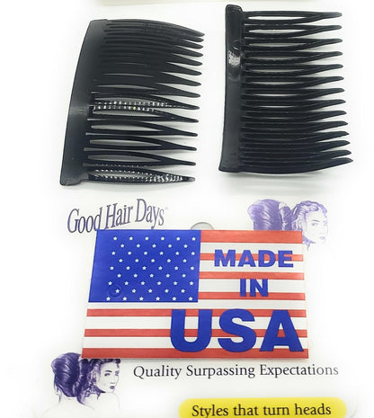 Good Hair Days USA Anti-Slip Side Combs for Daily, Secure Hold, 2⅞", 2 Pack