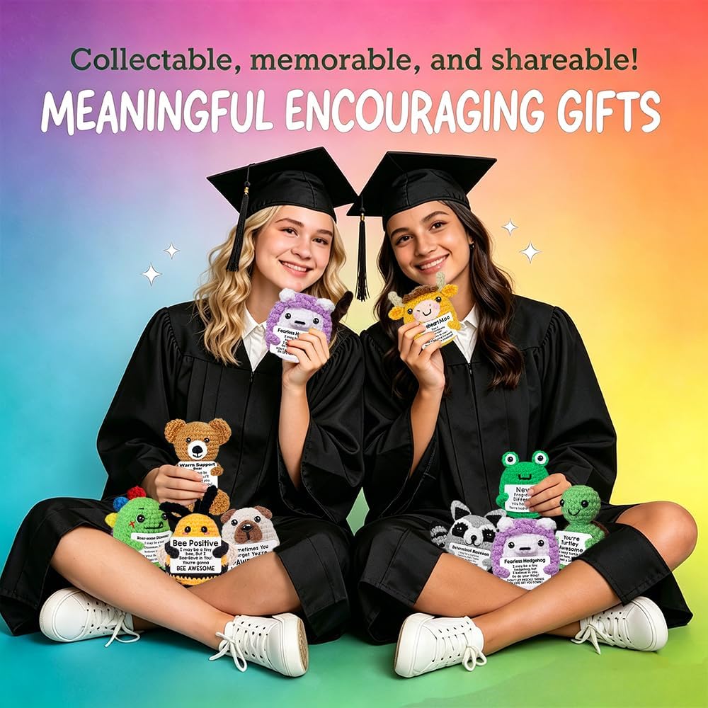 Positive Crochet Animals Bulk with Inspirational Support Messages Cards