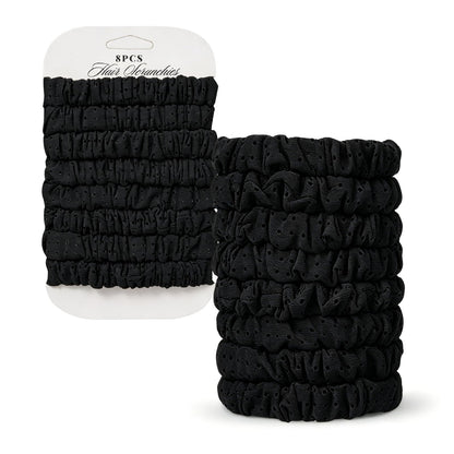 Satin Scrunchies for Women – 8PCS Black Silk Hair Ties – No Crease, Frizz-Free, Gentle Elastic Hair Bands for Thick & Thin Hair, Soft & Stylish Hair Accessories Gifts