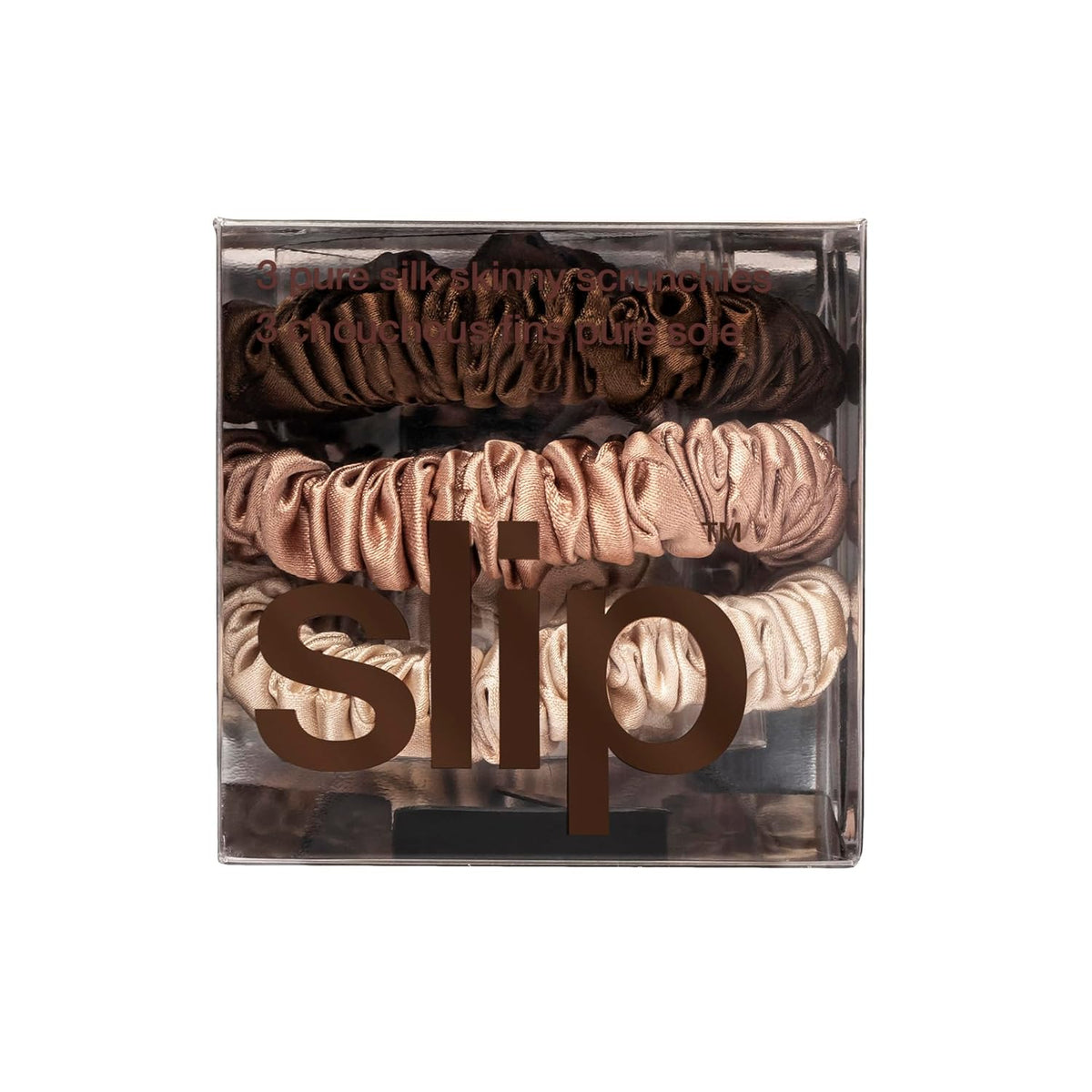 SLIP Silk Hair Ties, Basics Skinny Scrunchies, Set of 3 | Anti-Damage