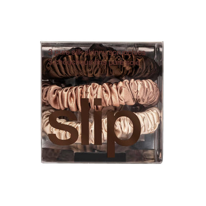 SLIP Silk Hair Ties, Basics Skinny Scrunchies, Set of 3 | Anti-Damage