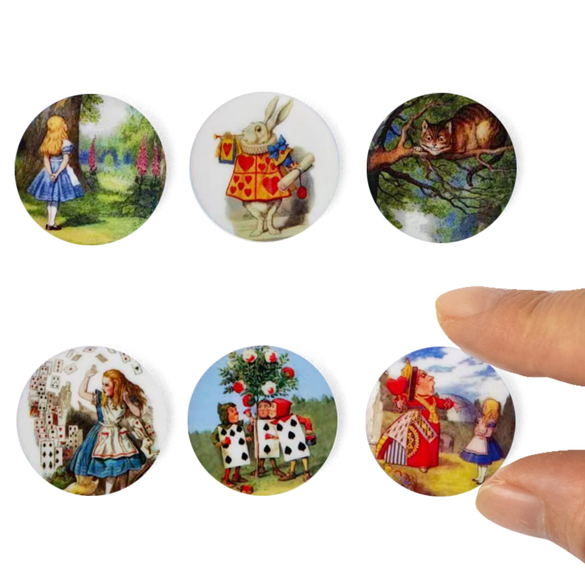 6PCS Handcrafted Miniature Ceramic Plates in 1:12 or 1:6 Scale, Vintage Porcelain Playhouse Dishes (Alice, 3CM)