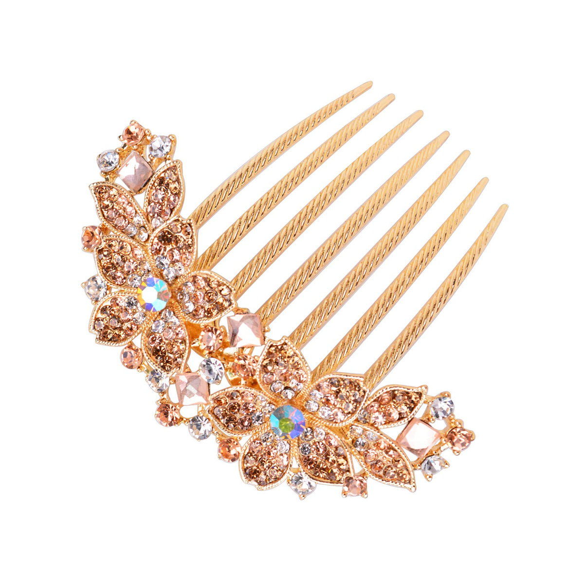 Women Rhinestone Inlaid Flower Hair Comb Hairpin Barrette Accessory,Also Perfect Mother's Day Gifts for Mom (Purple)