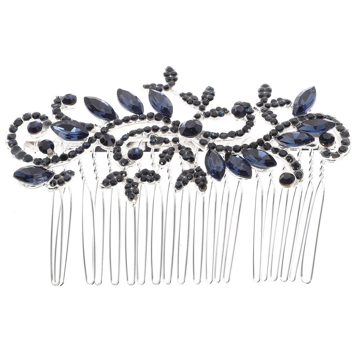 Lurrose Wedding Hair Comb Blue Rhinestone Hair Comb Hairpin Bride Vintage Flower Crystal Overtone Bridal Accessories for Bridal Bridesmaid