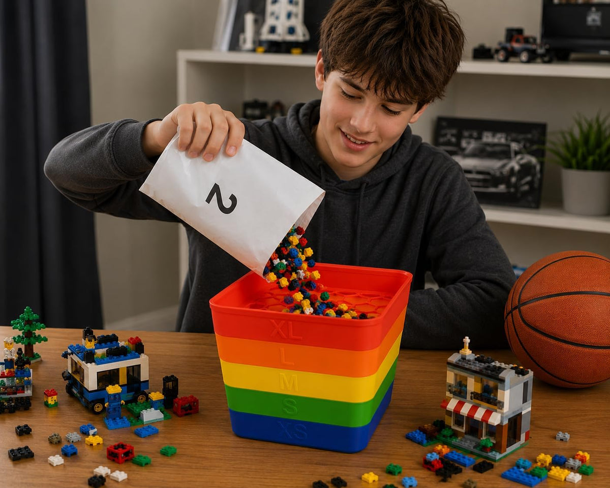 5 Tray Stackable Brick Sorter & Sifter for LEGO Bricks and Compatible Building Blocks | Stackable Sorting Tray Organizer | No Assembly | STEM Gift for Builders & Hobbyists