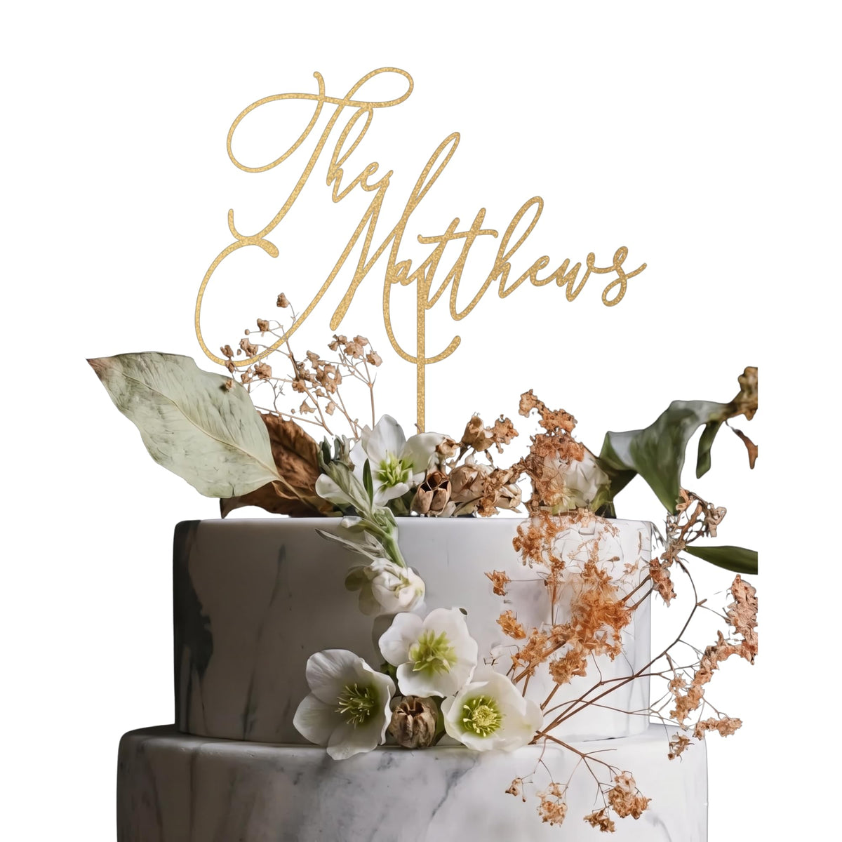 Personalized Wedding Cake Topper, Custom Lastnames"Wood Cake Decor, Available in Gold, Silver, Black, White, & Natural Wood (Design 10)
