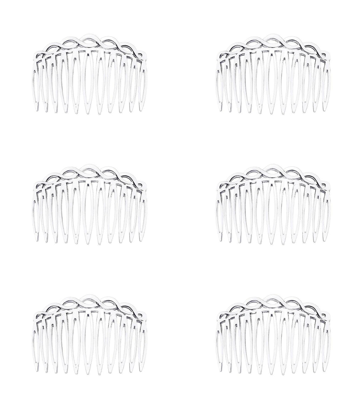 6 Pcs 11 Teeth Hair Side Combs 8.2 x 5.3 cm Tortoise Hairpin (Clear)