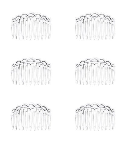 6 Pcs 11 Teeth Hair Side Combs 8.2 x 5.3 cm Tortoise Hairpin (Clear)