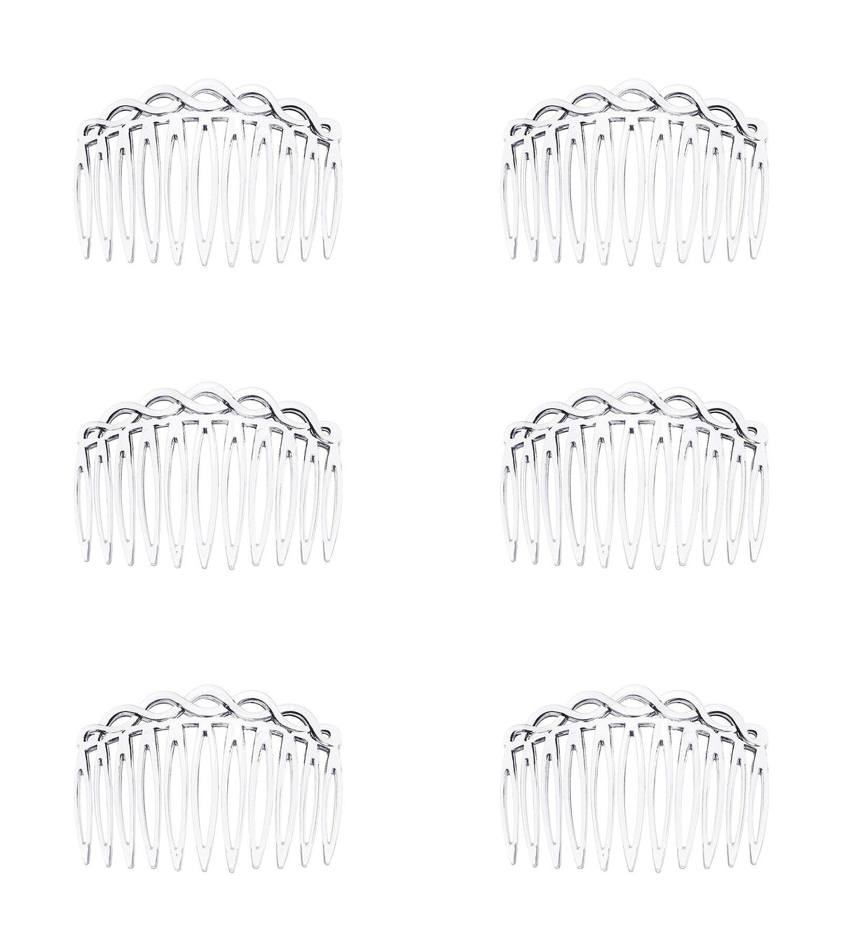 6 Pcs 11 Teeth Hair Side Combs 8.2 x 5.3 cm Tortoise Hairpin (Clear)