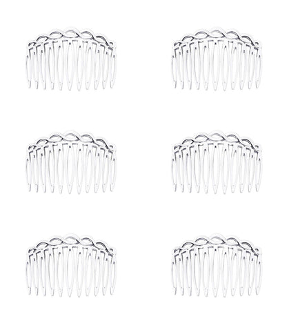 6 Pcs 11 Teeth Hair Side Combs 8.2 x 5.3 cm Tortoise Hairpin (Clear)